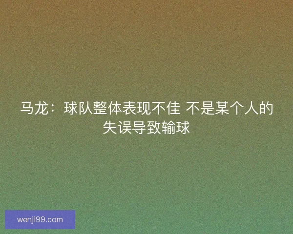 马龙：球队整体表现不佳 不是某个人的失误导致输球