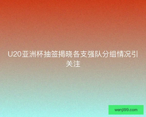 U20亚洲杯抽签揭晓各支强队分组情况引关注