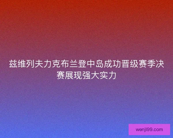兹维列夫力克布兰登中岛成功晋级赛季决赛展现强大实力